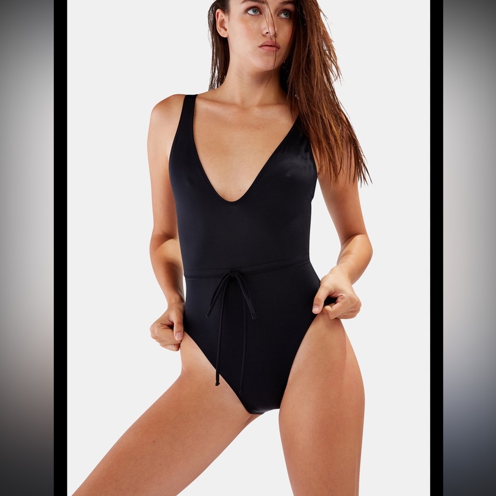 Solid and Striped Michelle tie waist one piece swimsuit black